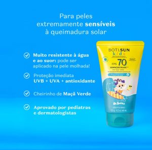 Protetor solar infantil fps70 Dr.botica oBoticário, 120g V. 05/28