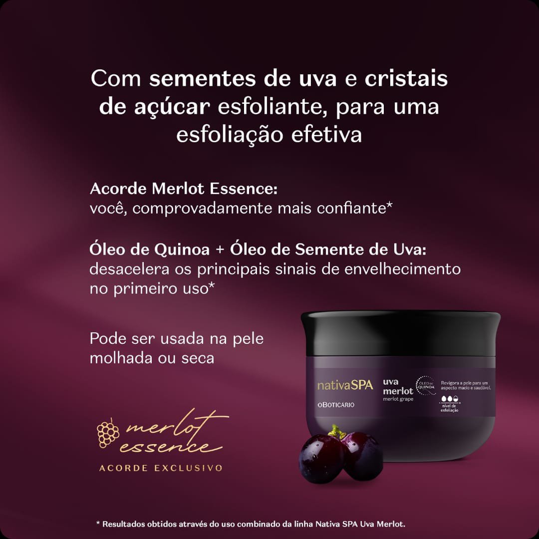Esfoliante corporal NativaSPA Uva Merlot oBoticário, 200g V. 01/28 - Imagem 3
