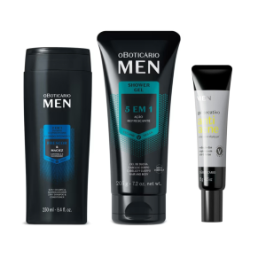 Linha Men oBoticário shampoo & condicionador, Shower gel e gel secativo
