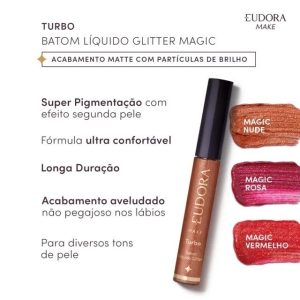 Batom líquido turbo Magic Brilho imediato Eudora, 5,2ml
