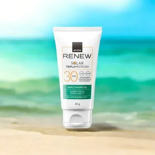 Renew Solar fluido facial Extra matte FPS 30 Avon 40g - Imagem 3